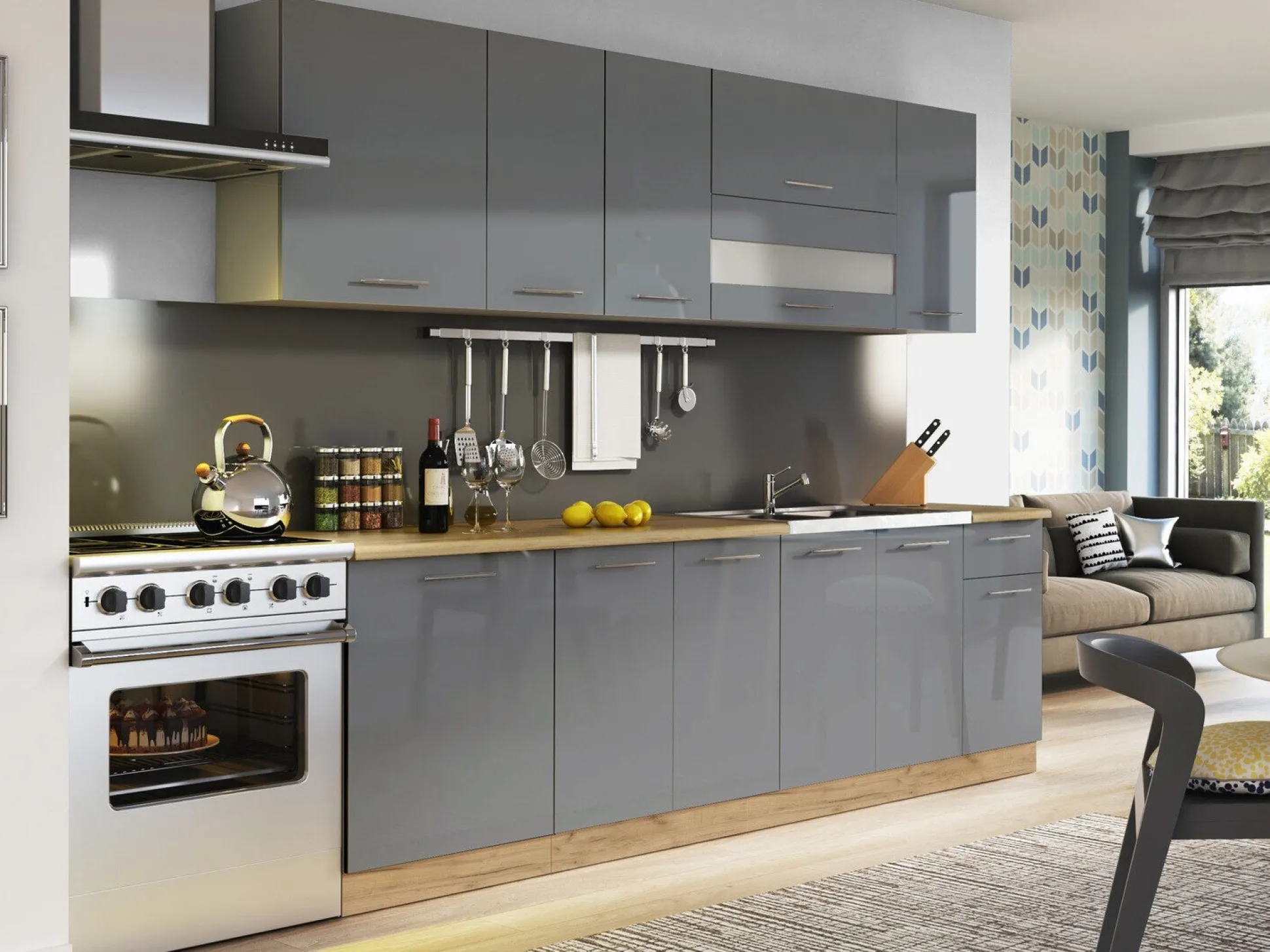 Modulvægskab Tiffa Grey 115