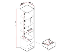 Reol Almira 104 (Artisan eg + Hvid)