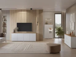 Reol Baletu 108 (Hvid + Egetræ)