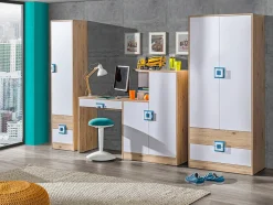 Reol Balvire 106 (Lys eg + Hvid + Lyserød)