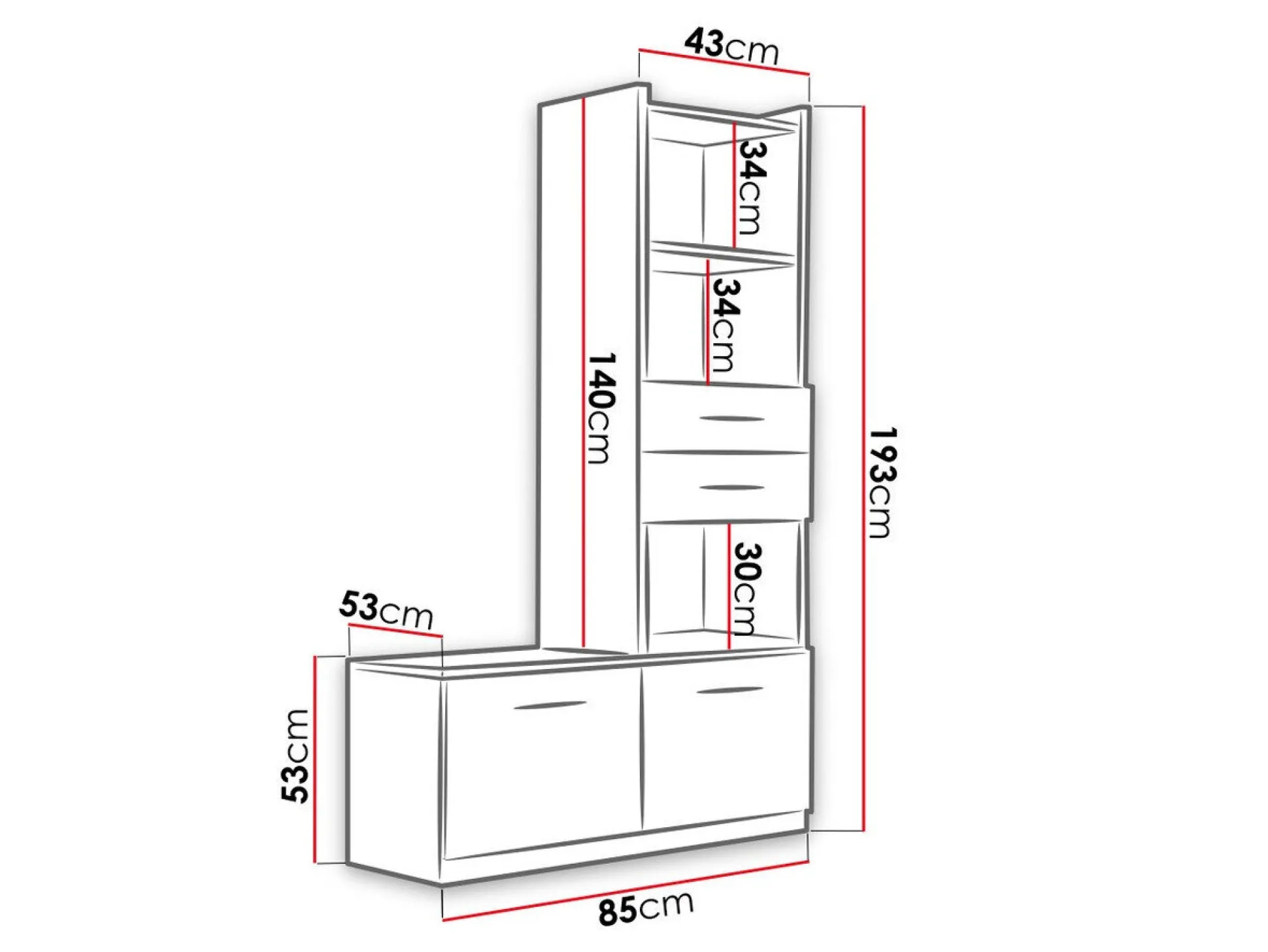 Reol Campus (Hvid + Glansfuld hvid)