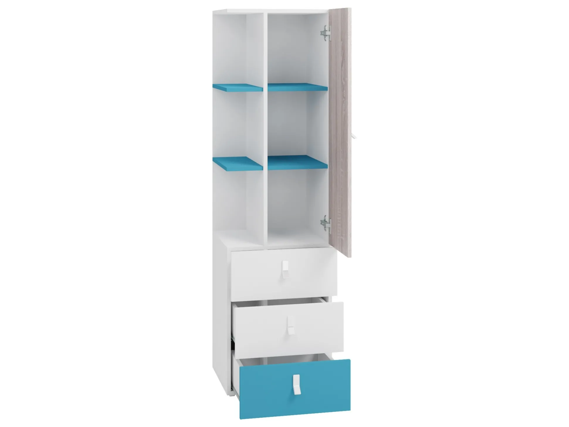 Reol Camteso 105 (Hvid + Egetræ + Turkis)