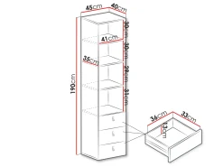 Reol Camteso 104 (Hvid + Egetræ + Turkis)
