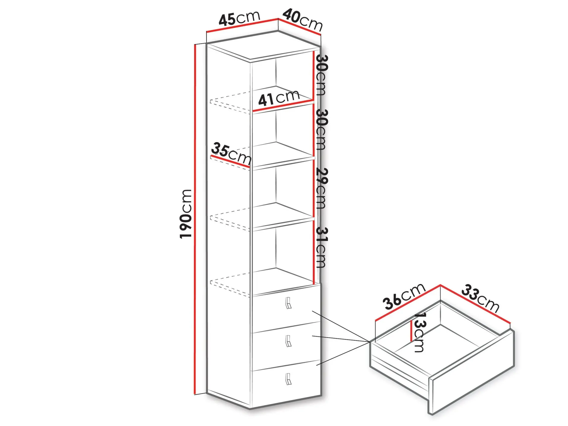 Reol Camteso 104 (Hvid + Egetræ + Turkis)