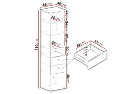 Reol Camteso 102 (Hvid + Egetræ + Turkis)