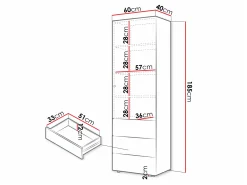 Reol Domcali 103 (Grå + Egetræ)