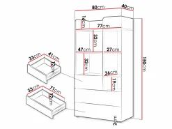 Reol Domcali 105 (Grå + Egetræ)