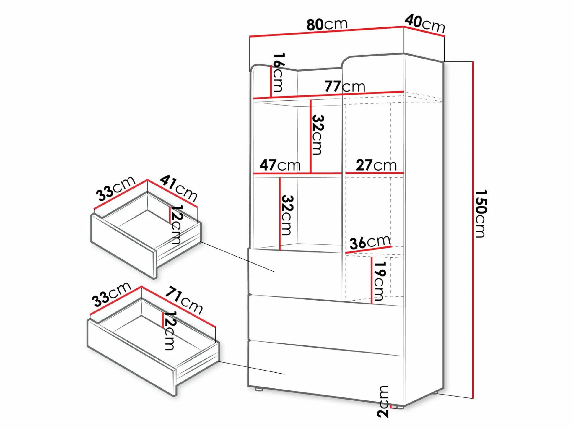 Reol Domcali 105 (Grå + Egetræ)