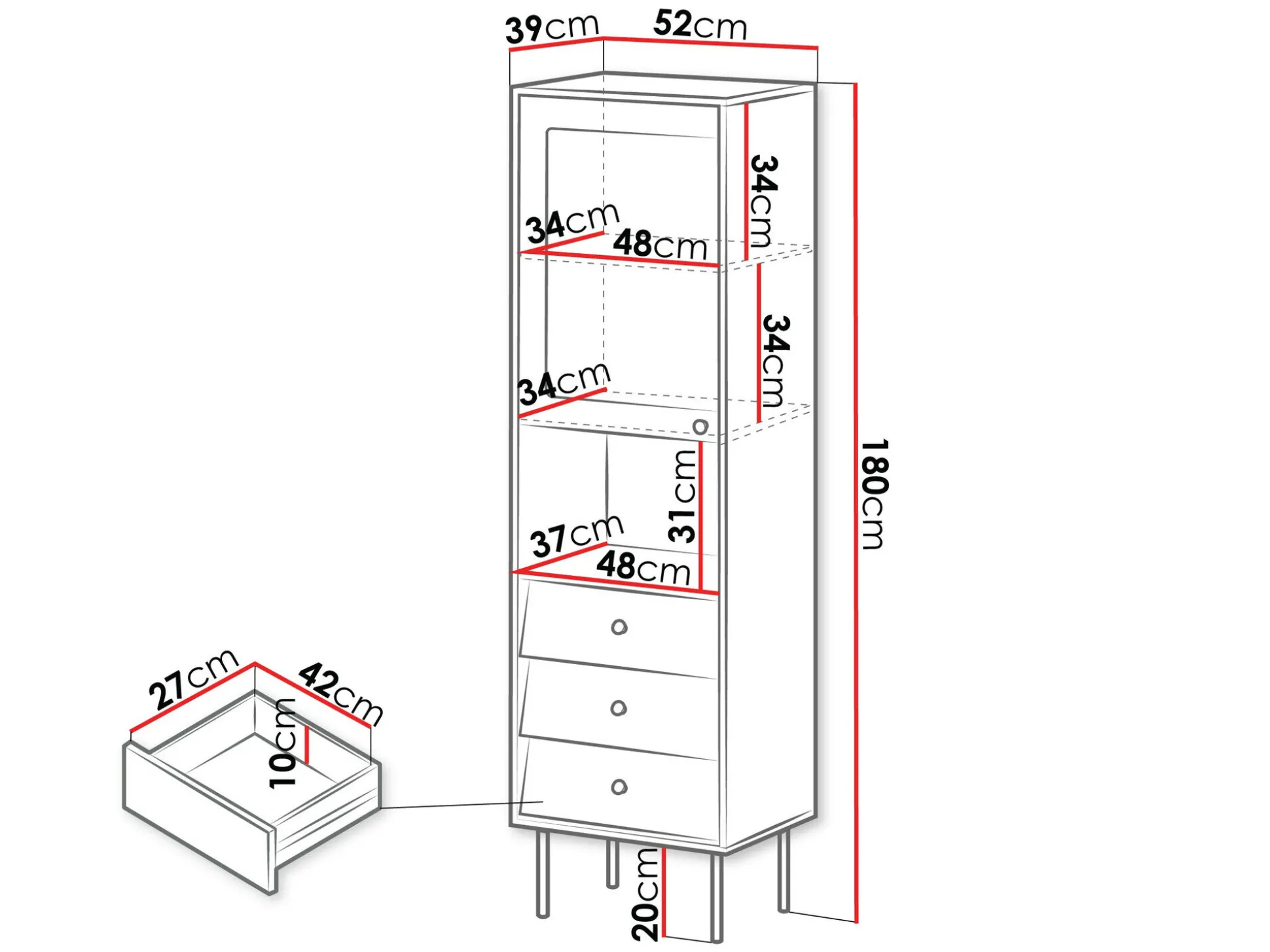 Reol Feletri 105 (Hvid)