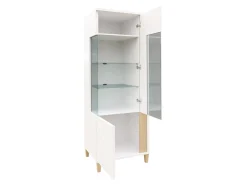 Reol Florem III (Hvid + Glansfuld hvid + Lyst træ)