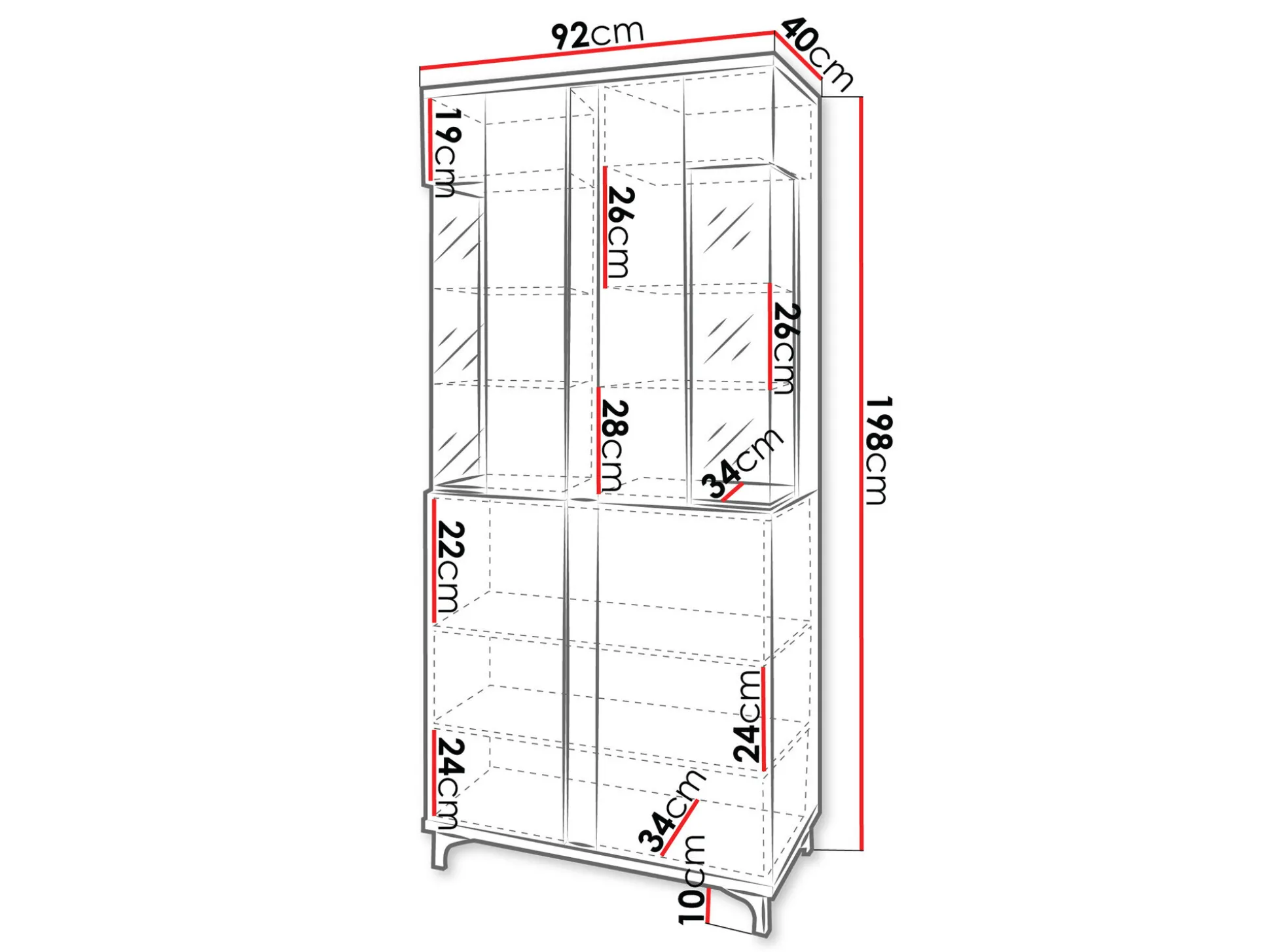 Reol Florem IV (Hvid + Glansfuld hvid + Lyst træ)