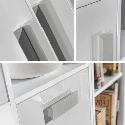 Reol Merevari 105 (Hvid + Glansfuld hvid + Grå)