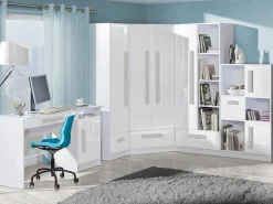 Reol Merevari 104 (Hvid + Glansfuld hvid + Grå)