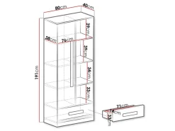 Reol Merevari 104 (Hvid + Glansfuld hvid + Grå)