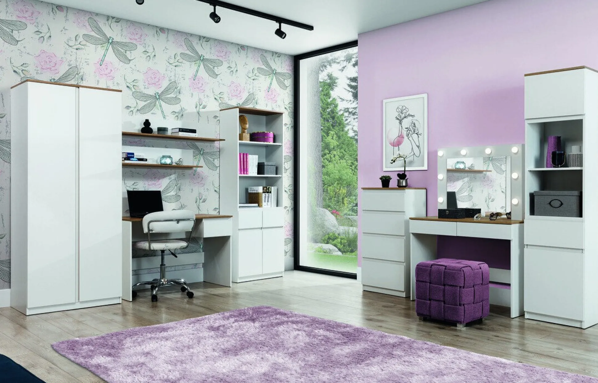 Reol Orlando 225 (Hvid + Egetræ)