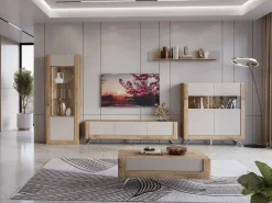 Reol Sovera 106 (Gylden eg + Lys grå)