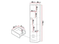 Reol Tolfere 104 (Lys eg + Hvid)