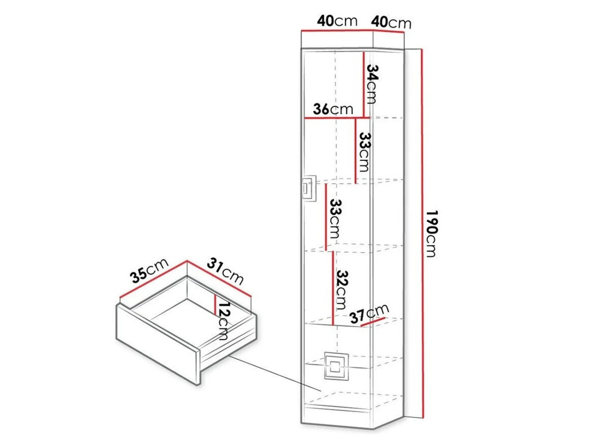 Reol Tolfere 104 (Lys eg + Hvid)