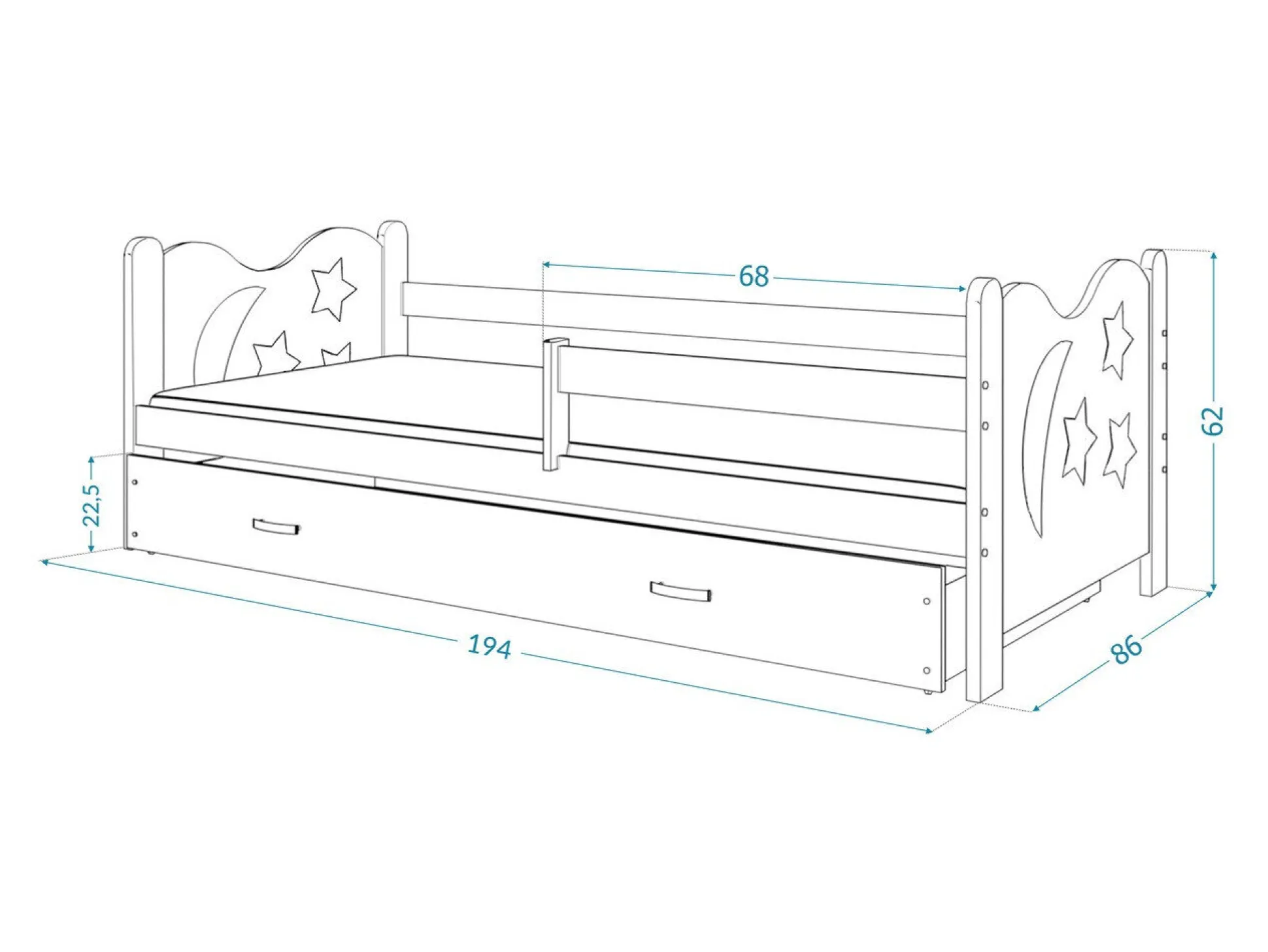 Seng Aurora 124 (Grå)