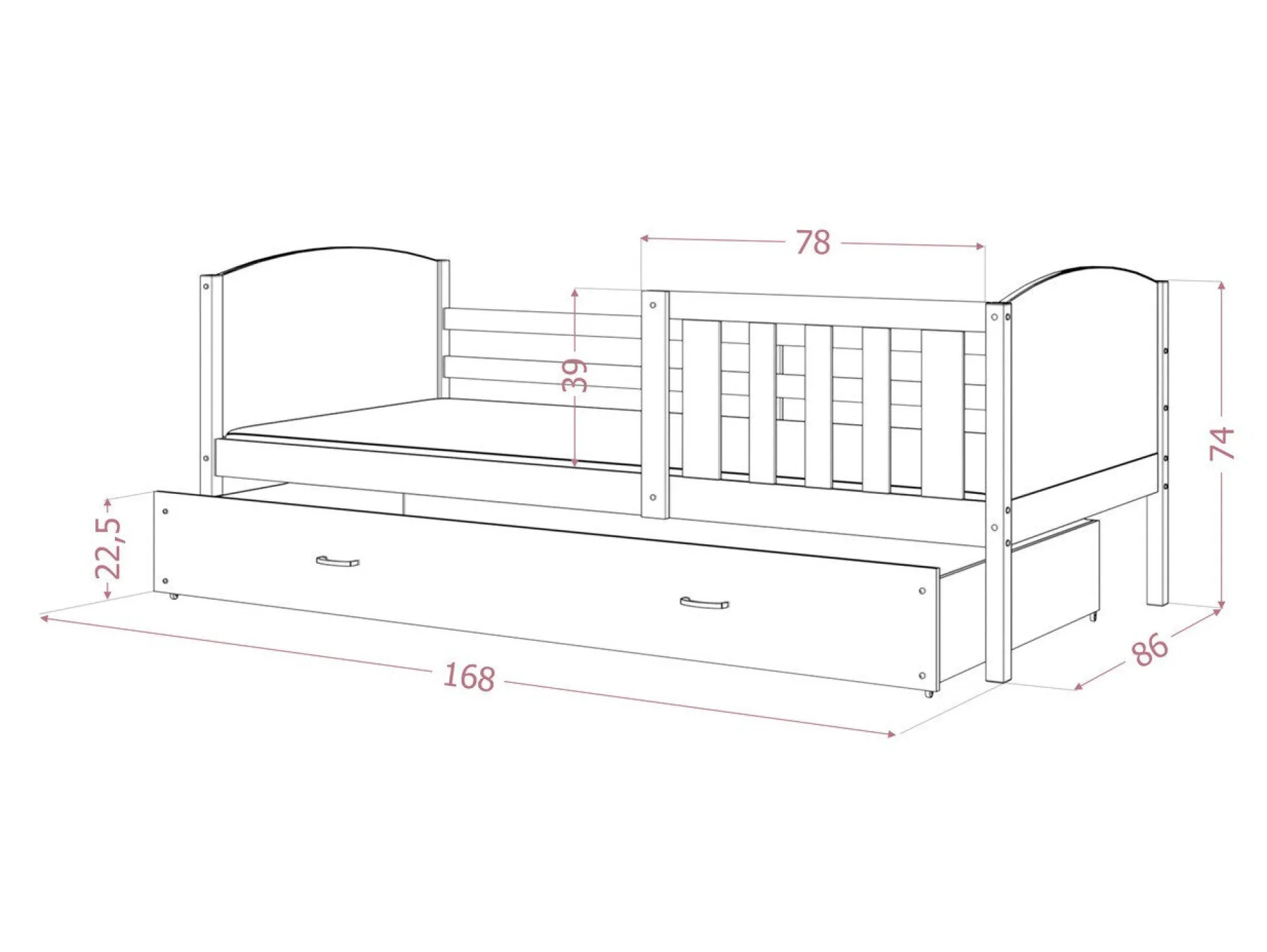 Seng Aurora 131 (Grå)