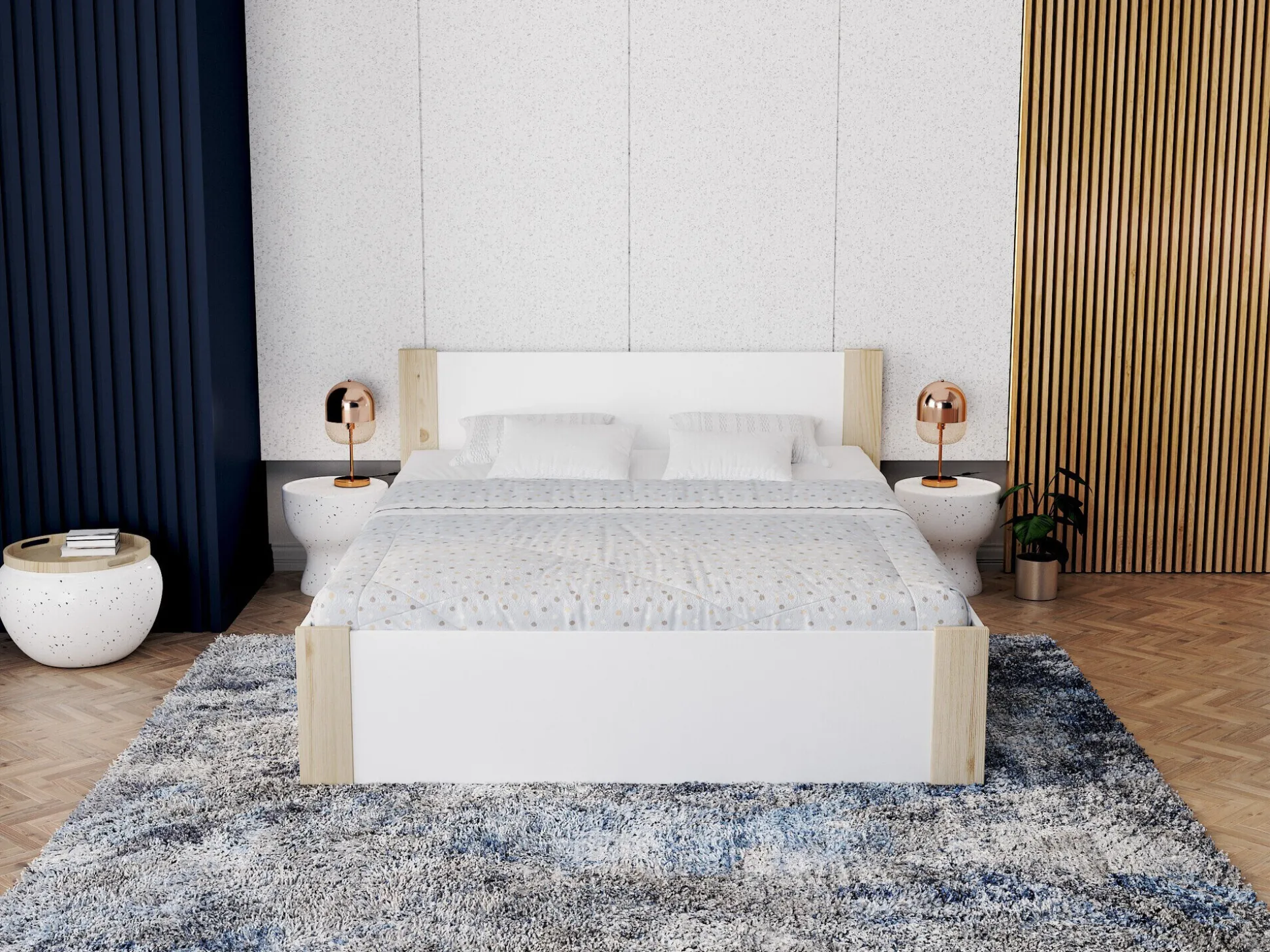 Seng Aurora 154 (Hvid + Fyrretræ)