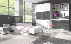 Seng Campus (Hvid + Gloss grå)