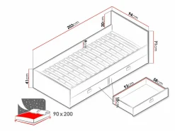 Seng Florevi 106 (Mat hvid + Artisan eg)
