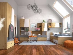 Seng Mirelbu 112 (Artisan eg + Glansfuld hvid)