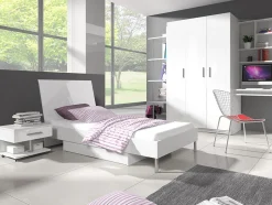 Sengebord Campus (Hvid + Glansfuld hvid)