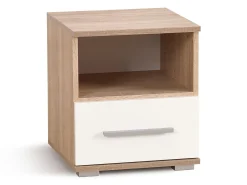 Sengebord Cirveso 111 (Sonoma eg + Glansfuld hvid)