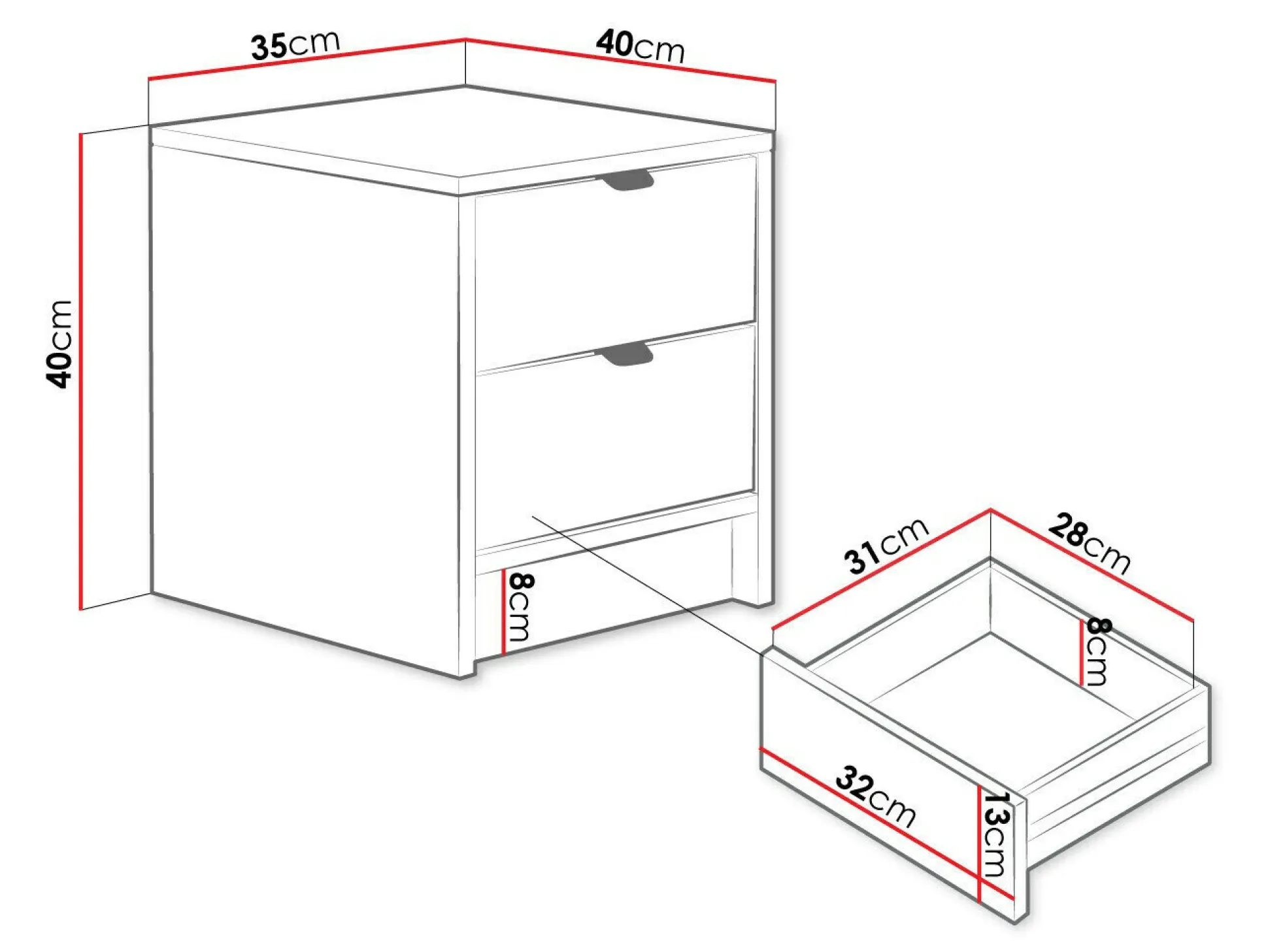 Sengebord Comfivo Papilio (Hvid)