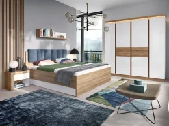 Sengebord Feldeli 113 (Riviera egetræ + Glansfuld hvid)