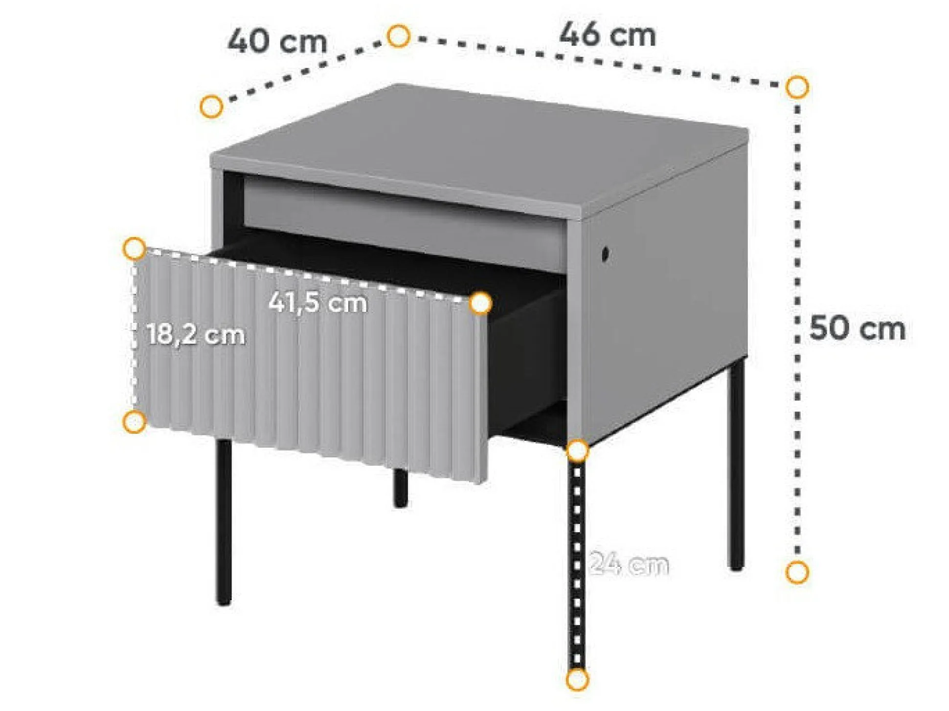 Sengebord Fernolu 111 (Grå + Sort)