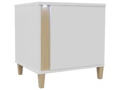 Sengebord Florem (Hvid + Glansfuld hvid + Lyst træ)