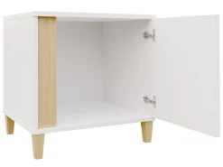 Sengebord Florem (Hvid + Glansfuld hvid + Lyst træ)