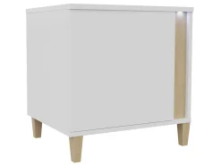 Sengebord Florem I (Hvid + Glansfuld hvid + Lyst træ)