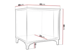 Sengebord Florem I (Hvid + Glansfuld hvid + Lyst træ)