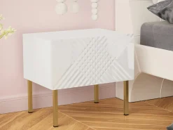 Sengebord Natar (Hvid + Glansfuld hvid)