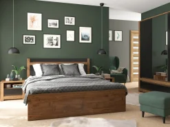 Sengebord Ophevaru 115 (Glossy cream + April egetræ)