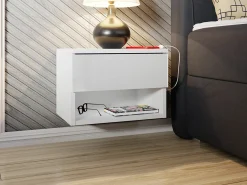 Sengebord Papilix (Hvid + Glansfuld hvid)