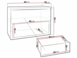 Sengebord Papilix (Hvid + Glansfuld hvid)