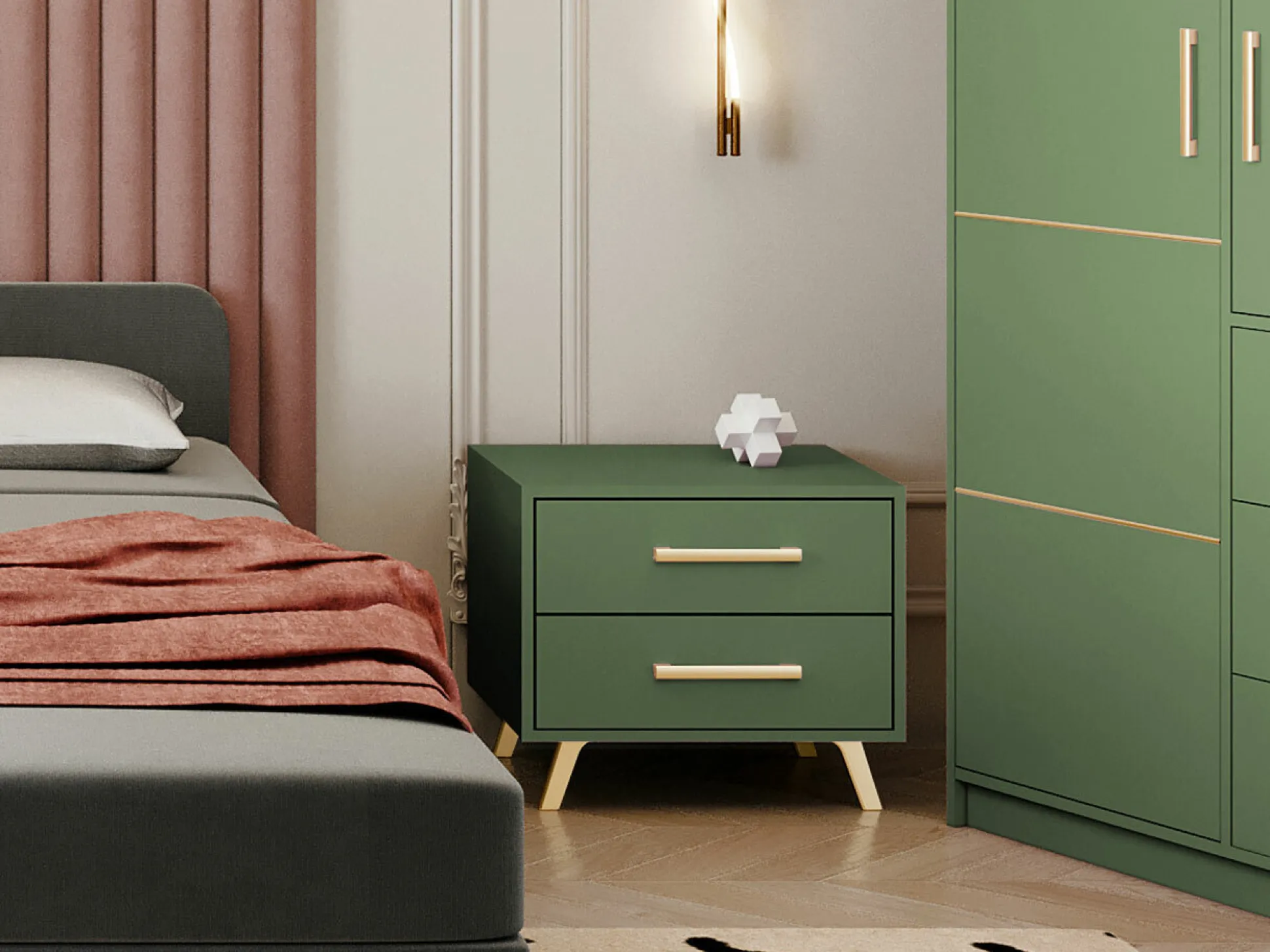 Sengebord Rosa (Grøn + Gylden)