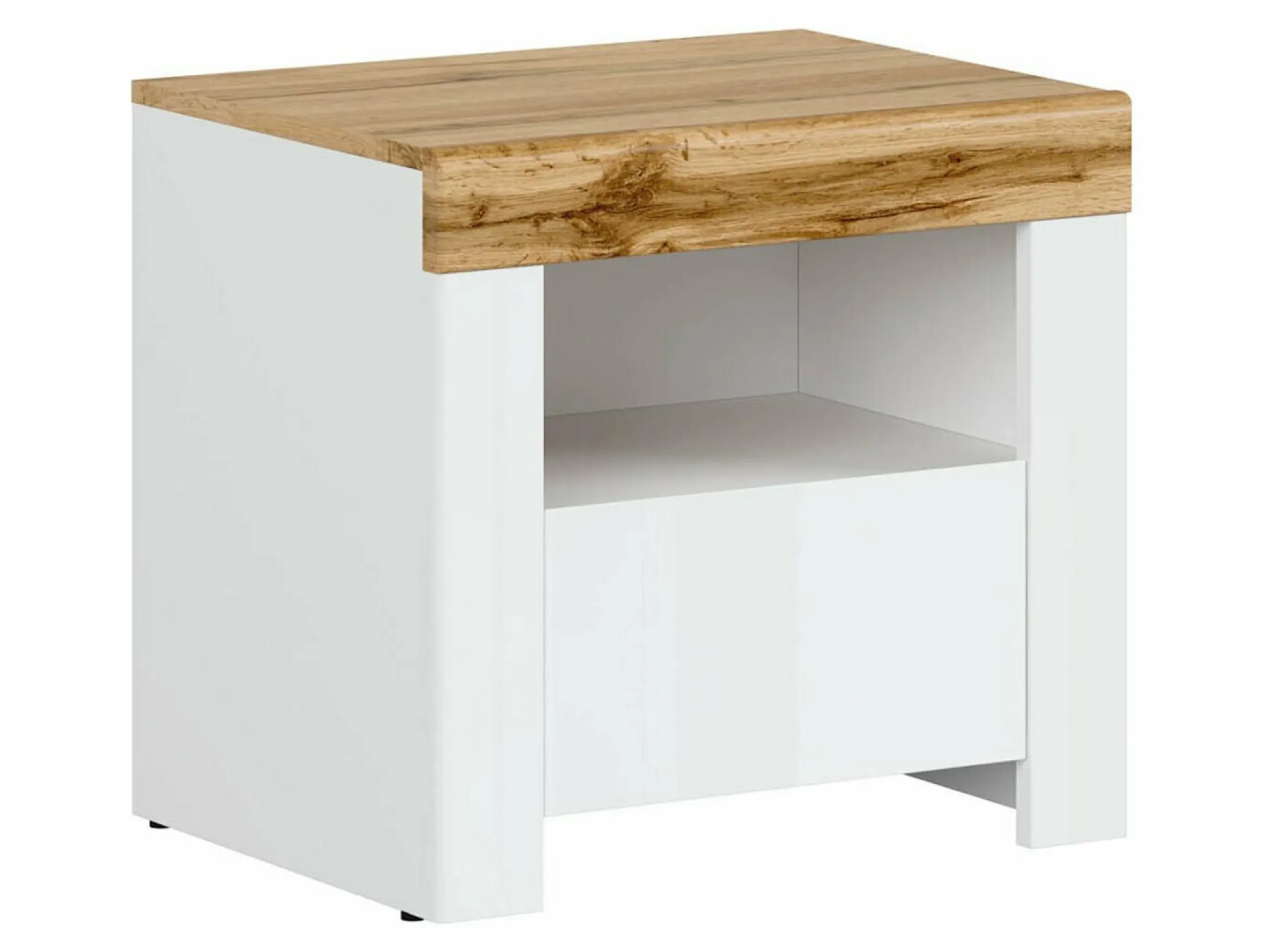 Sengebord Sonsoru 113 (Hvid + Glansfuld hvid + Wotan eg)