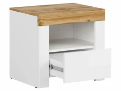 Sengebord Sonsoru 113 (Hvid + Glansfuld hvid + Wotan eg)