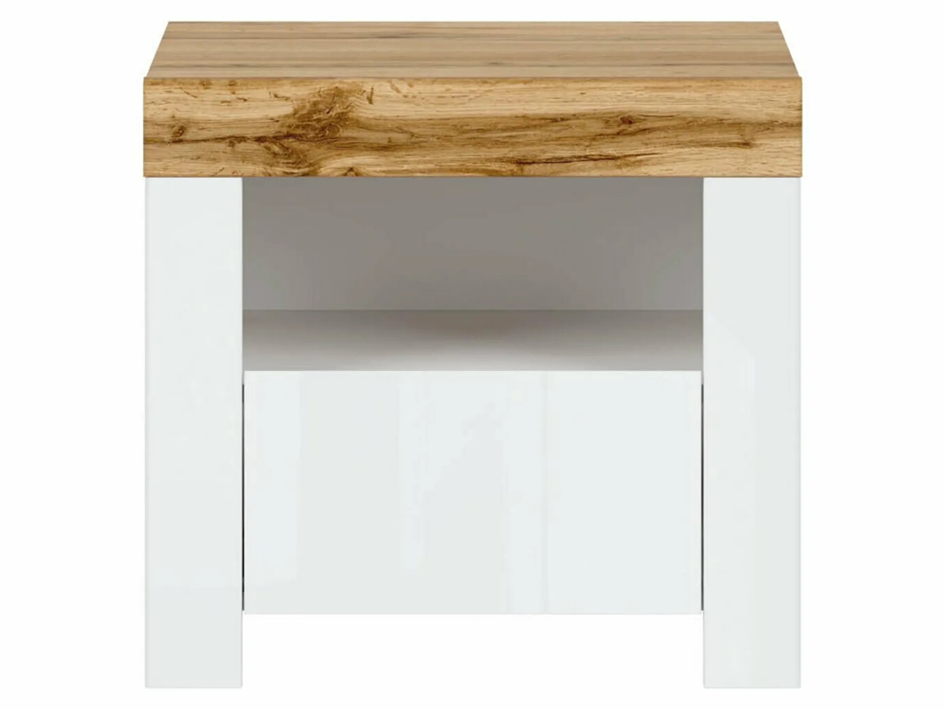 Sengebord Sonsoru 113 (Hvid + Glansfuld hvid + Wotan eg)