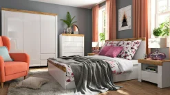 Sengebord Sonsoru 113 (Hvid + Glansfuld hvid + Wotan eg)