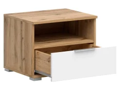 Sengebord Tivetra 114 (Wotan eg + Glansfuld hvid)