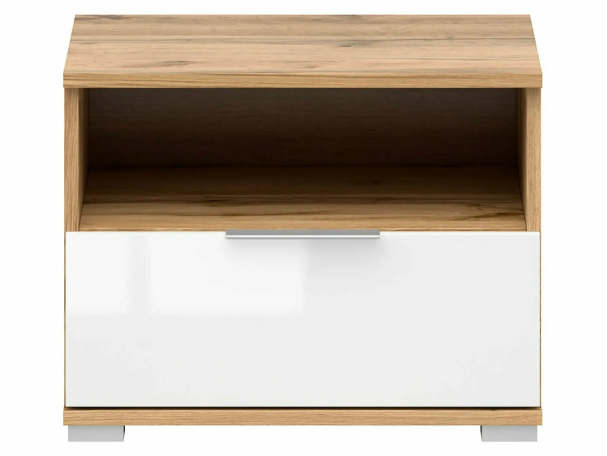 Sengebord Tivetra 114 (Wotan eg + Glansfuld hvid)