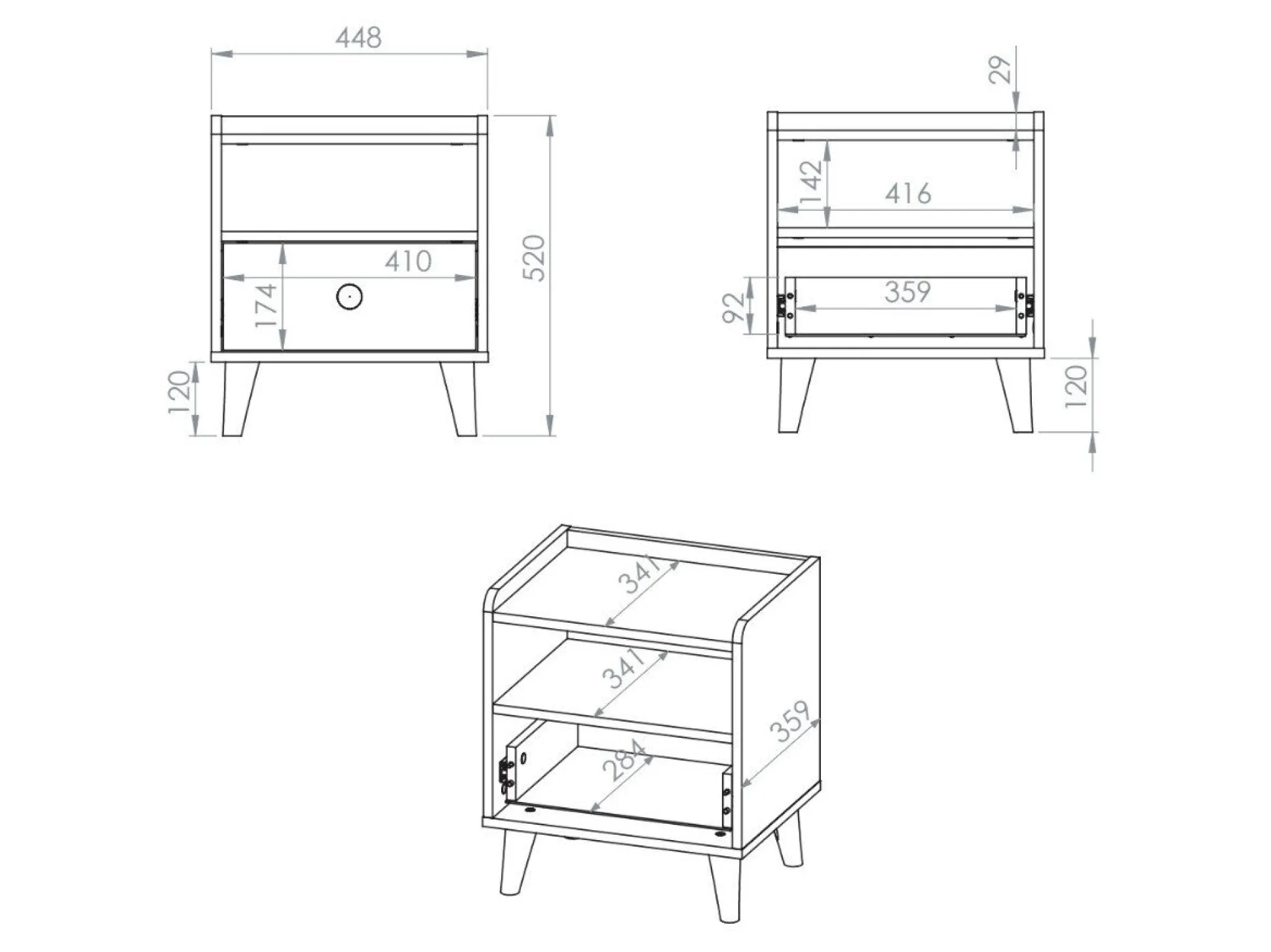 Sengebord Tortoli 108 (Lyserød)