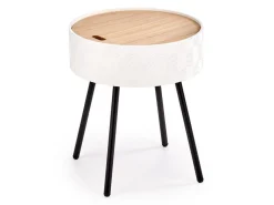 Sidebord Houston 606 (Hvid + Lyst træ + Sort)